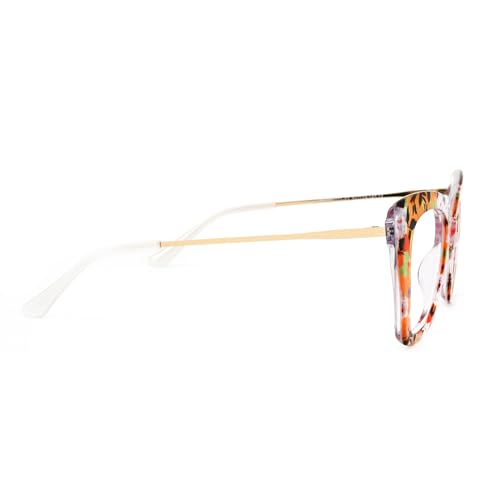 Image of Zeelool Cat Eye Blue Light Glasses for Women Stylish Floral Eyeglasses Frames Non Prescription Full Eyewear Anti UV