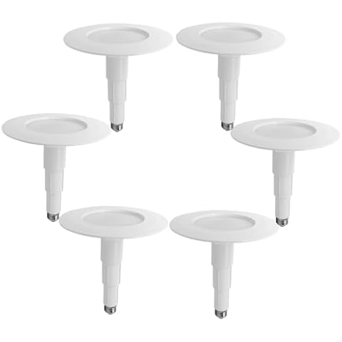 Jolux 5/6" Non-Dimmable LED Adjustable Retrofit Downlight,E26 Base,12W=75W, 3000K (Warm White),920 Lumens,Damp Rated Recessed Lighting,Simple Installation Can Lights,ETL, 6-Pack,Bevel Trim Cover