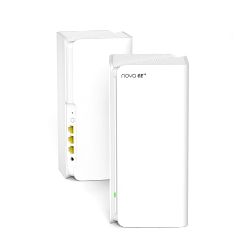 Tenda Nova MX21 Pro Wi-Fi 6E Mesh WLAN System - AXE5700 Tri-Band (Unterstützt 6G-Band) - Ersetzt Router und Repeater - empfohlen für Häuser mit 2-3 Schlafzimmern - APP Steuerung - 2er Pack