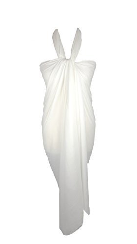 World Of Shawls Women's White Plain Sarong, Coverup Or Scarf Size 110Cm X 200 Cm (White)
