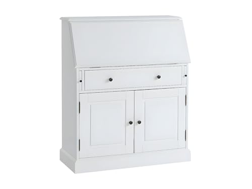 Vente-unique-Escritorio de Pino y MDF - Color : Blanco - CLEORE