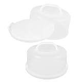 ERINGOGO Lot de 2 Boîtes à Gâteau Hermétiques Rondes 25 CM avec Couvercle Transparent et Poignée Porte-Gâteaux Réutilisable pour Transport et Conservation de Cheesecakes et Desserts