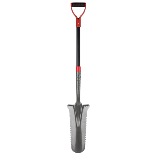 Easylife Root Shovel, Steel Garden Spade for Digging, Sawing and Chopping through Soil & Roots, Lightweight Long Handled Shovel with Serrated Blades, Gardening Tools 115x17x3.5cm - Fully Guaranteed