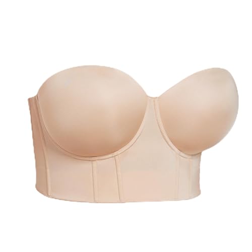 Image of HACI Corset Plus Size Full Coverage Strapless Body Shaper (Beige,36C)