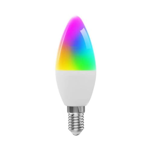 Qusedwey Bombilla Inteligente Tuya E14 Regulable con Cinco Modos de Luz en Espiral, Bombilla RGB con WiFi, Control Remoto y Control por Voz, 5 W