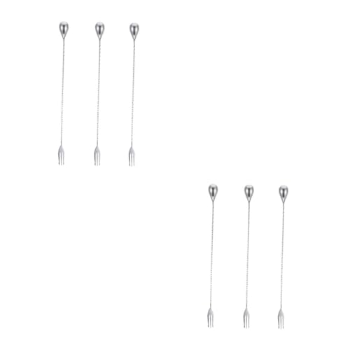STOBAZA 6 Pcs Elegant 32cm Stainless Steel Mixing Spoons Swizzle Stick Cocktail Stirring Utensils Heat Proof for Iced Tea Root Beer Floats Barware