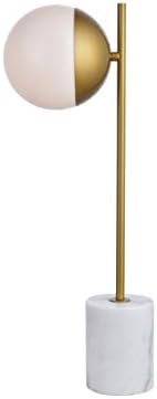 Elegant Lighting Living District Eclipse 1-Light Metal Table Lamp in Brass and Frosted White