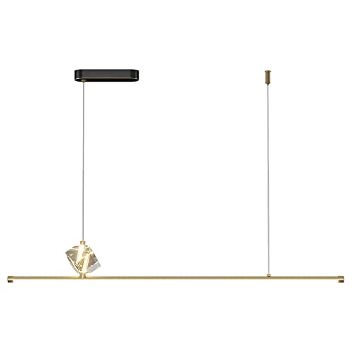 Lampe suspendue linéaire en laiton et cristal LED pour îlot