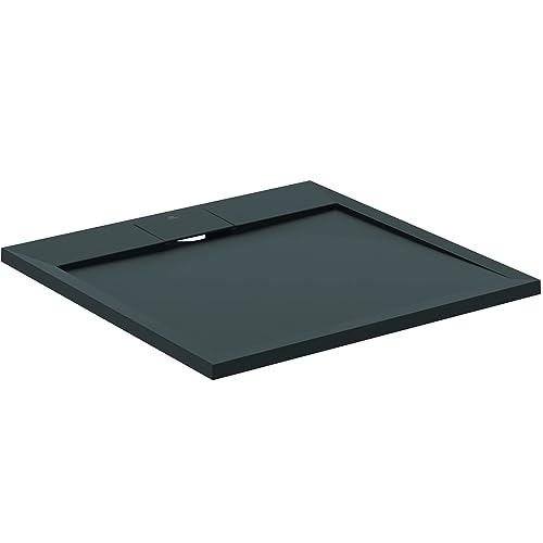 Ideal Standard - Ultra Flat S i.Life, Square Shower Tray 80x80 in Resin, Waste with Hidden Drain, Matt Finish Stone Effect, Black