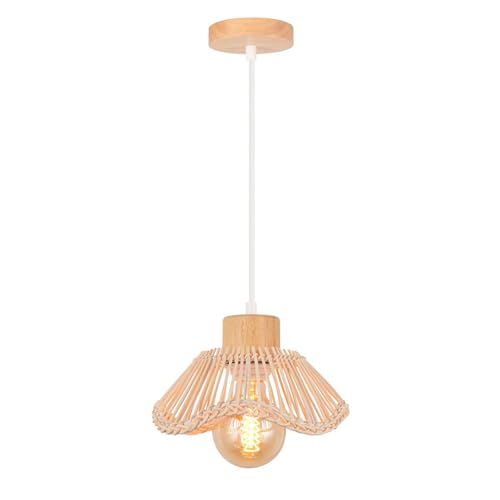 DLGLOLIN Suspension Luminaire en Bambou Tressée Lampe Suspendue Boho Style Intérieur Lustre Salon en Rotin Vintage Bois Plafonnier pour Chambre Couloir...