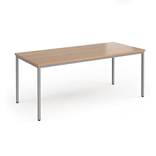 Image of Mr Office Flexi 25 rectangular table with silver frame 800mm deep, 1800, Beech