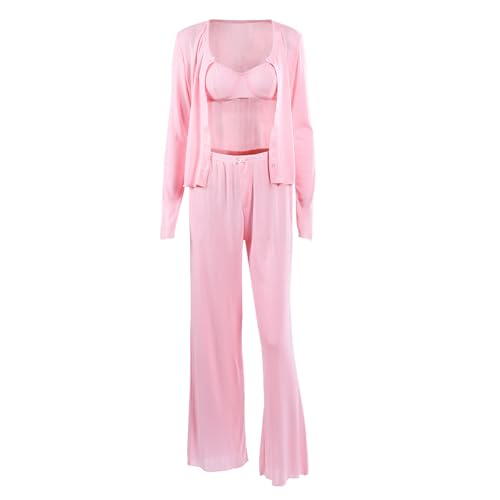 Ensemble pyjama tricoté confortable contre le froid avec pantalon extensible
