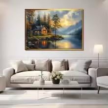 Cabane toscane confortable tableau sur toile évocation nature