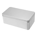 ULTECHNOVO Silver Rectangular Tin Storage Box with Lid Large Metal Keepsake Container Moisture Resistant Seal for Candy Cookies Jewelry and Food Storage