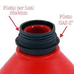 Entonnoir de 250 ml avec adaptateur BSP 2" et filetage 54x6 pour fûts de 200 L ou pour filetage BSP 2".