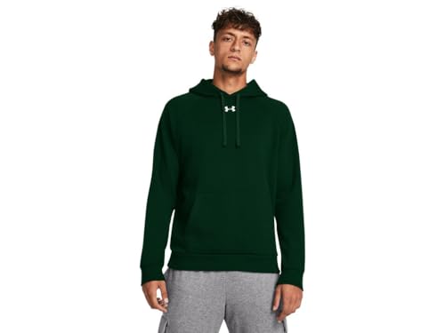Under Armour Rival Fleece Hoodie Maglia di Tuta, (301) Verde Bosco / / Bianco, Medium Uomo