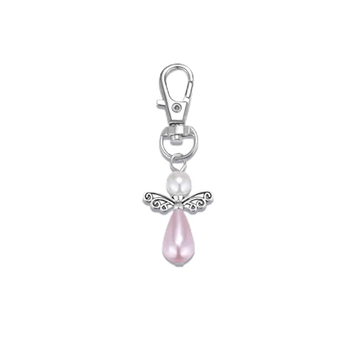 Travel Angel Pearl Good Luck Charm Keychain – Guardian Angel Pearl Charm, Protection Gift for...