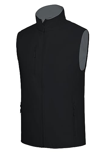Fit Space Men's Lightweight Vest Softshell Sleeveless Windproof Jacket With Zipper Pocket Cycling Travel Hiking Running Golf (Black,Xx-Large) #TOP19