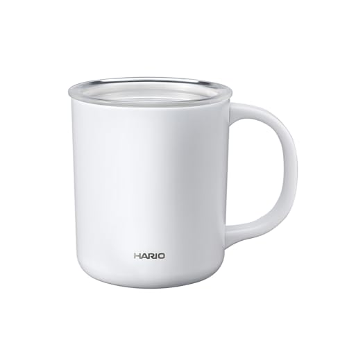 HARIO CMG-350-W Ceramic Coated Vacuum Insulated Mug with Lid White 350 ml