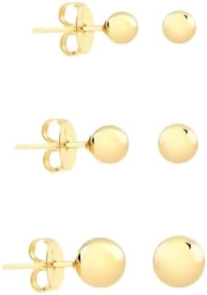 Trio de brincos Bolinha antialérgico Banhada Ouro 18k 3 pares