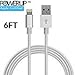 iPhone Charging Cable (6ft) Apple Certified Lightning Cable for iPhone X / 8 / 7 / 7 Plus / 6 / 6 Plus / 5S (Silver) by PowerUp