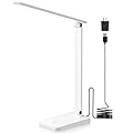 LED Desk Lamp for Home Office, 3 Levels Dimmable Desk Light with USB Charging Port, Small Study Lamp, Reading Light for Table, White, 5000K