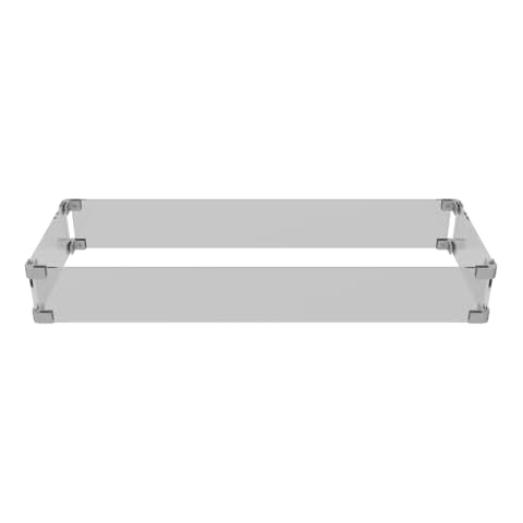 Piltwoff Fire Pit Glass Wind Guard,31 x 11.1 x 6 inch Clear Tempered Thick Rectangular Glass Shield for Propane Gas Fire Pit Table with Aluminum Corner Bracket & Rubber Feet Cover