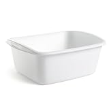Tribello Plastic Wash Tub Dishpan Basin and Foot Bath for Soaking Feet, Laundry Hand Wash Bucket, Dish Pans for Washing and Storage Cleaning Supplies - 12 Quarts - Heavy Duty - Made in USA (White)