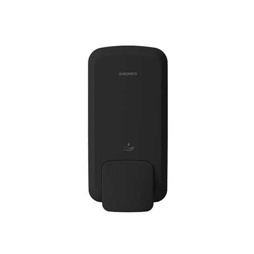 Image of Euronics Black Manual Soap Dispenser 1000Ml | Wall Mounted Liquid Soap & Dispenser | ABS Commercial Soap Dispenser with Visible Refill Window for Office, Hotel, Hospital & Washroom | ES43B