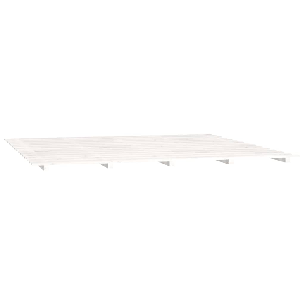 Letto tipo Montessori,Struttura letto ad altezza 5 cm per bambini e anziani,Giroletto Bianco 200 x 200 cm in Legno Massello di Pino Utilizzabile per Camera degli ospiti Appartamenti Albergo
