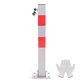 RMAN Parkpfosten Klappbar 60cm Parkplatzsperre Absperrpfosten Reflexstreifen Robust mit 5 Schlüssel Parkplatz Sperre Stabil ignalstreifen, Silber-Grau-Rot