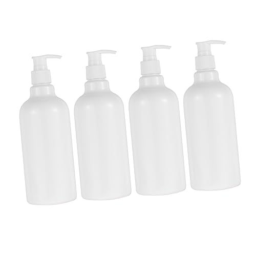 WOONEKY 4pezzi Bottiglie Dosatrici Con Pompa Bianche Riutilizzabili Per Shampoo Sapone Liquido e Lozioni Corpo Dispenser Vuoti Sicuri e Durevoli Per Bagno e Viaggio
