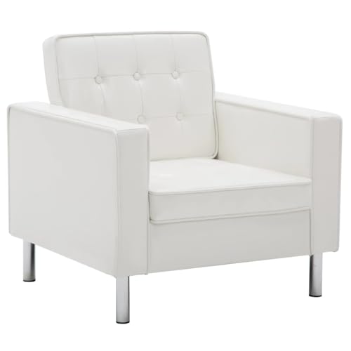 vidaXL Sillón Tapizado Piel Sintética Blanco 75x70x75cm Mobiliario Decoración