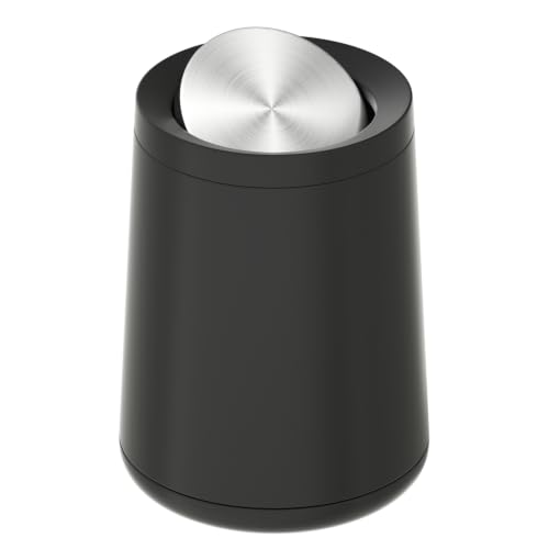 Small Bathroom Trash Can with Lid,2.6Gal Matte Black 丨Removable Inner Bucket