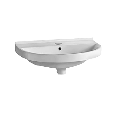 Whitehaus LU004-WH China Series 17-1/2-Inch Small U-Shaped Wall-Mount Lavatory Basin with Chrome Overflow, White