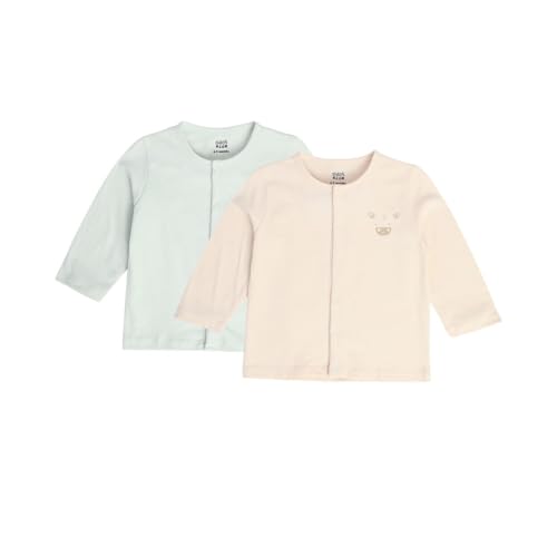 Image of miniklub Baby Long Sleeve Knitted Cotton Front Open Vest, Pack of 2 (Beige /Mint Color)