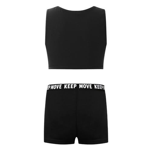 Moily Girls Two Piece Athletic Outfit Workout Crop Tank Top with Booty Shorts for Gymnastics/Dance/Sports4