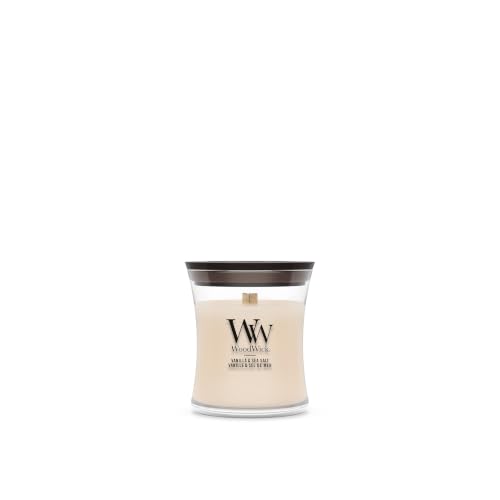 WoodWick Scented Candle with Crackling Wick | Vanilla & Sea Salt Mini Hourglass Candle | Up to 20 Hours Burn Time | Perfect Gifts for Women