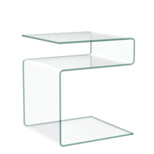 Glass Nightstand,Side Table,S-Shaped End Table for Living Room,Bedside Table for Bedroom (Clear)
