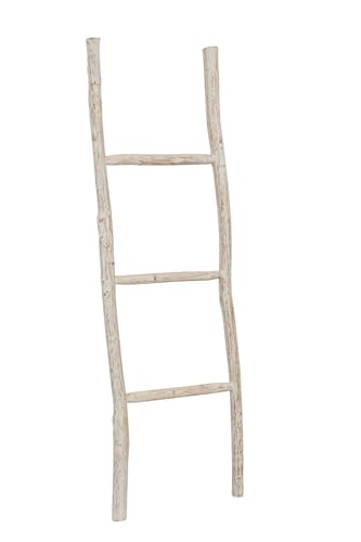 Biscottini Escalera toallero baño 110 x 4 x 33 – Escalera decorativa de madera – Escalera toallero – Escalera madera colgador toallas – Escalera toallero de pared metal, bambú