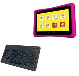 BoxWave Keyboard Compatible with Nabi Barbie Tablet - SlimKeys Bluetooth Keyboard - with Backlight, Portable Slim LED 7 Colors - Jet Black