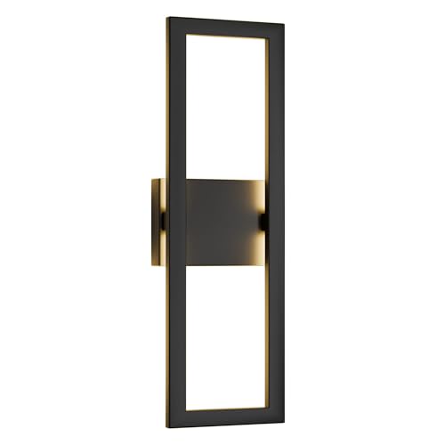 LamQee 22" Modern Outdoor Wall Lights, 3000K 1450LM Integrated LED Large Exterior Lighting Fixtures with Rectangle Frame, Matte Black Linear Outside Sconce Wall Mount for House Porch Patio Garage Door by LamQee - Used condition - US$45.00