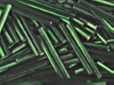 ~ Green ~ Silver Lined Bugle Beads Czech Glass 25mm 1