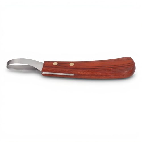 Image of Hoof Knife Farrier Loop Oval Knife Horse Hoof Knife Rubber Wood Handle Multipurpose Cattle Horse Hoof Cutter
