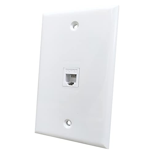 Image of 1 Port Phone Jack Wall Plate Female to Female - CAT3 RJ11 Telephone Jack Cover Plate for Landline /Phone Cable - White
