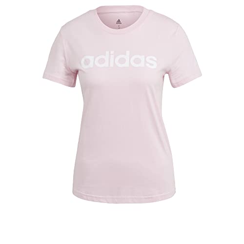 Adidas Femme Essentials Slim Logo Tee, Clear Pink/White, XS
