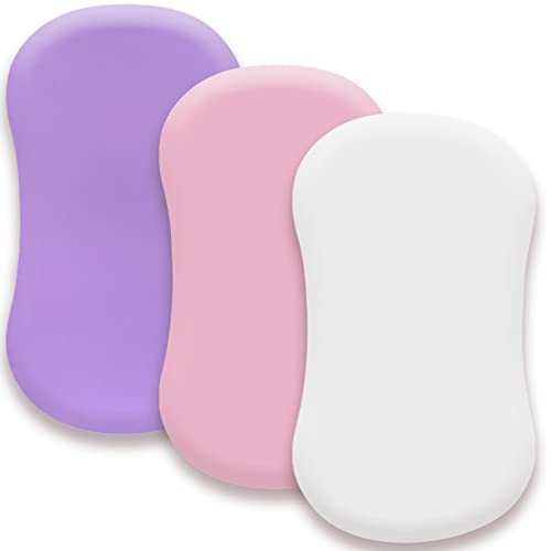 Image of AMROSE 3 Pack Heavenly Soft Bassinet Sheets for Baby Girls Boys, Universal Fitted for Various Cradle and Bassinet Mattress Pad, Silk Touch Gentle Breathable Microfiber, White & Pink & Purple