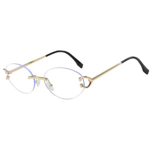 SSFVTTL Gafas de sol ovaladas sin marco con borde cortado, estilo urbano de moda (6195-C7)