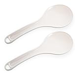 2 Pcs Plastic Rice Paddle, White Non-Stick Rice Spoon Spatula for Kitchen 8.5 Inch Restaurant Cooking Utensil Multicooker (White)