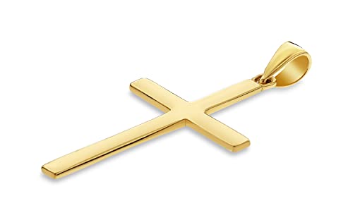 14K Solid Gold Plain Cross Necklace Pendant for Men2